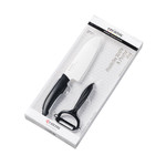 Coffret 'fruits & legumes' (Petit Santoku et eplucheur) GEN lame blanche manche